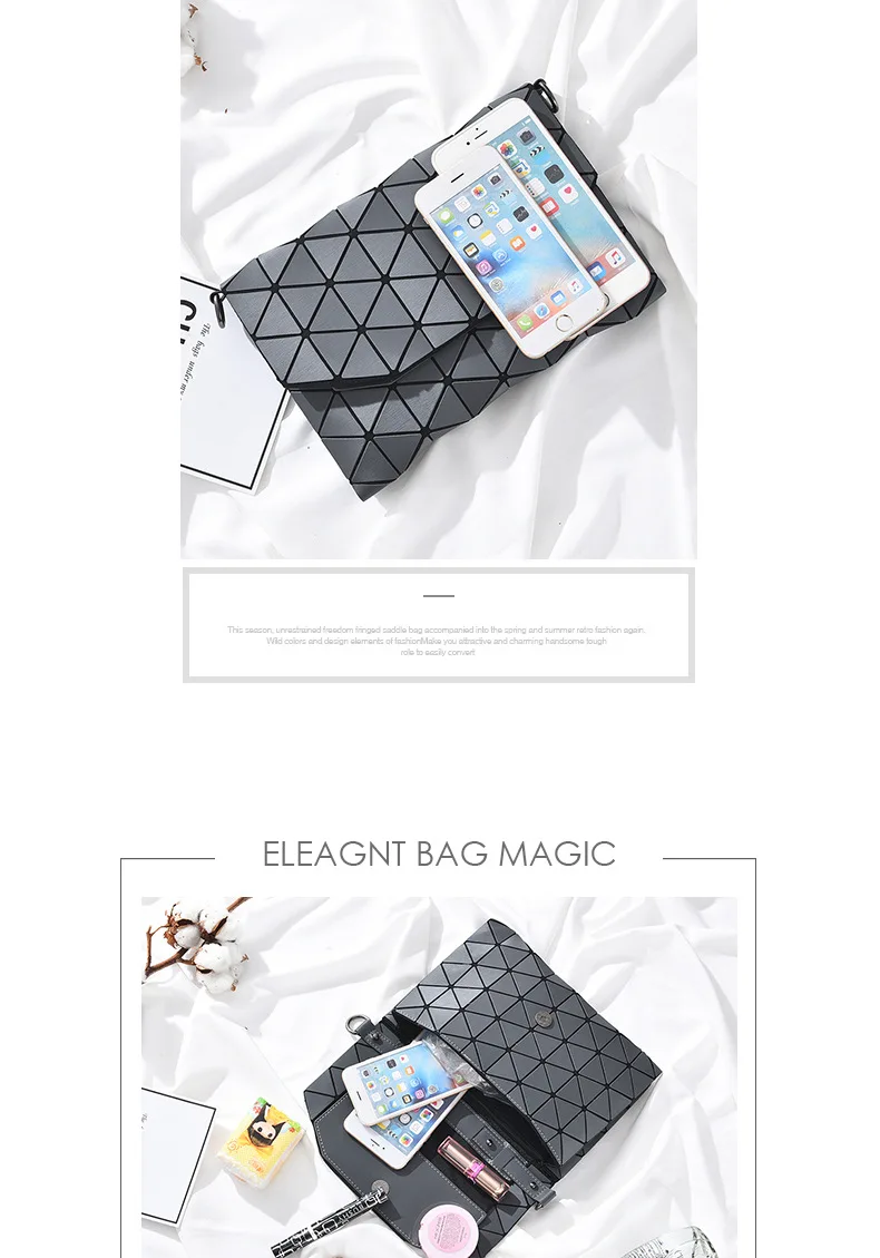 Women Diamond Lattice Laser Sequins Mirror Shoulder Bag Latest Style Geometry Quilted Plaid Mosaic Hasp Messenger Evening Bag (7)