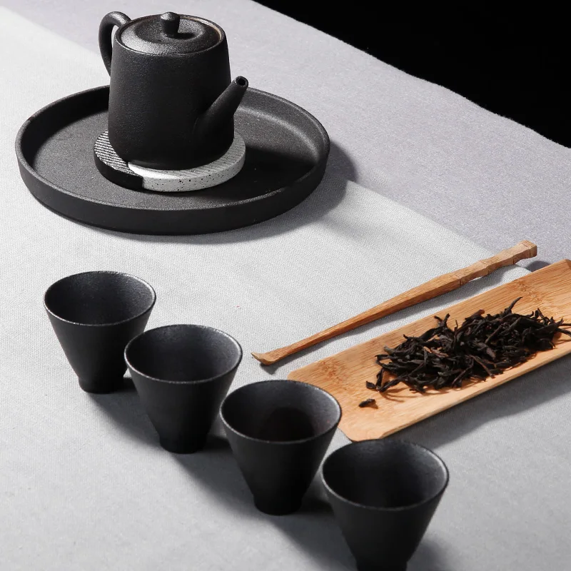  Zen Japanese Coarse Pottery Portable Kung Fu Tea Set Teapots Teacup Tea Jar Creative Ceramic Home D