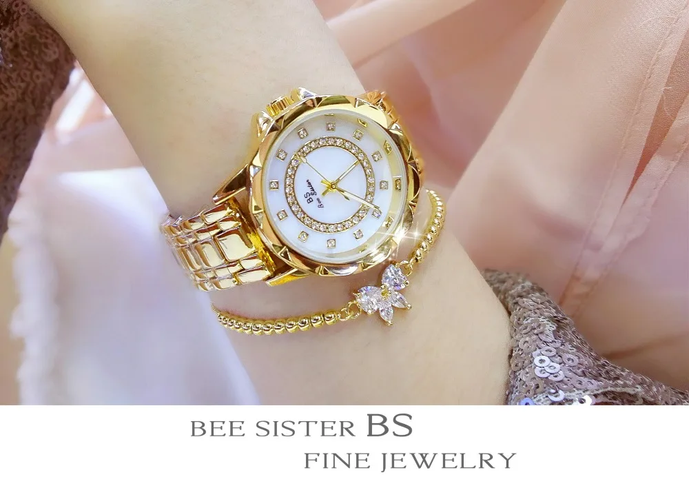 BS женские часы, роскошные брендовые модные повседневные женские часы, женские кварцевые часы с бриллиантами Geneva, женские наручные часы с браслетом для женщин