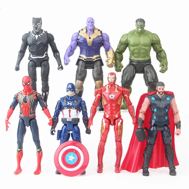 Best Price 7 Pcs/set  Avengers Infinity War Anime Figures Captain America Thanos Iron Man Thor Hulk Action Figure Model Toy Doll Kids Gift