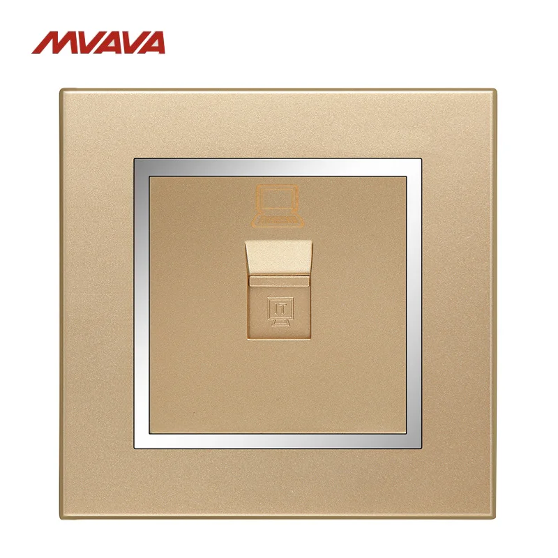 

MVAVA PC LAN Wall Decorative Socket Computer Jack Plug Universal Receptacle Chromed Champagne Gold PC Panel Outlet Free Shipping