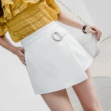 Трапециевидные женские шорты с высокой талией, широкие повседневные шорты для женщин, нестандартные корейские шорты, юбки, весна-лето, Новые короткие женские шорты