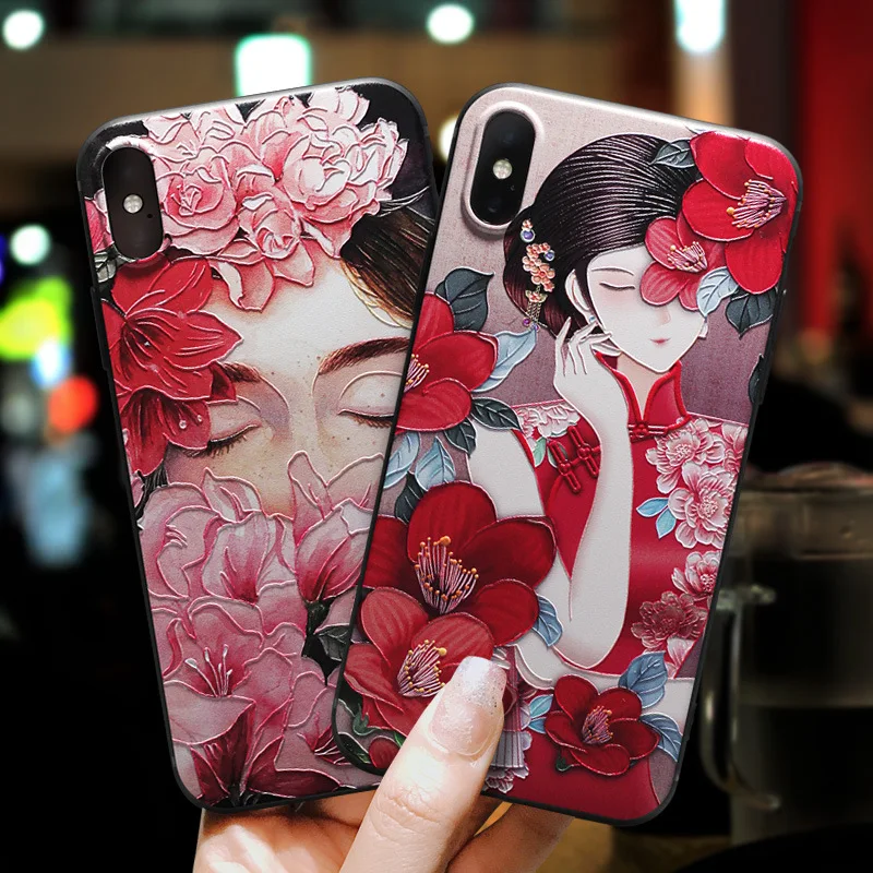 

Chinese style Phone Case for Huawei Nova 4 P30 P20 Pro Relief painting Dragon Lady for Huawei Mate 20 Pro Case