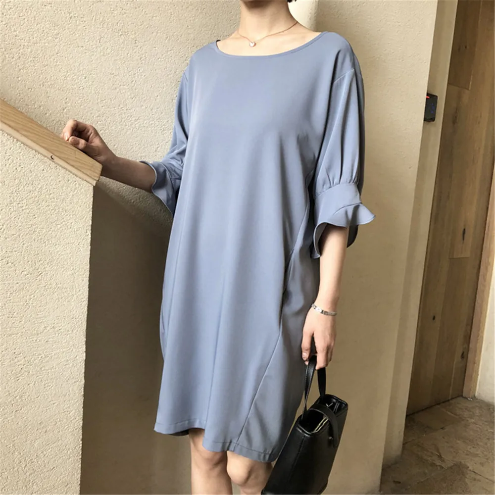 High quality Cocoon Style Straight Dress For women Butterfly Sleeve Wide Chest Dresses Vestidos de fiesta O-neck Loose Dress (14)