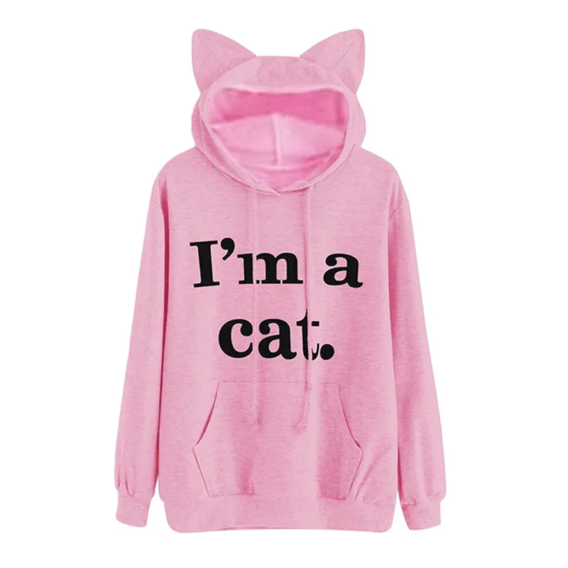 2018 Spring Cat Ears Hooded Sweatshirts Tops Blouses Long Sleeved