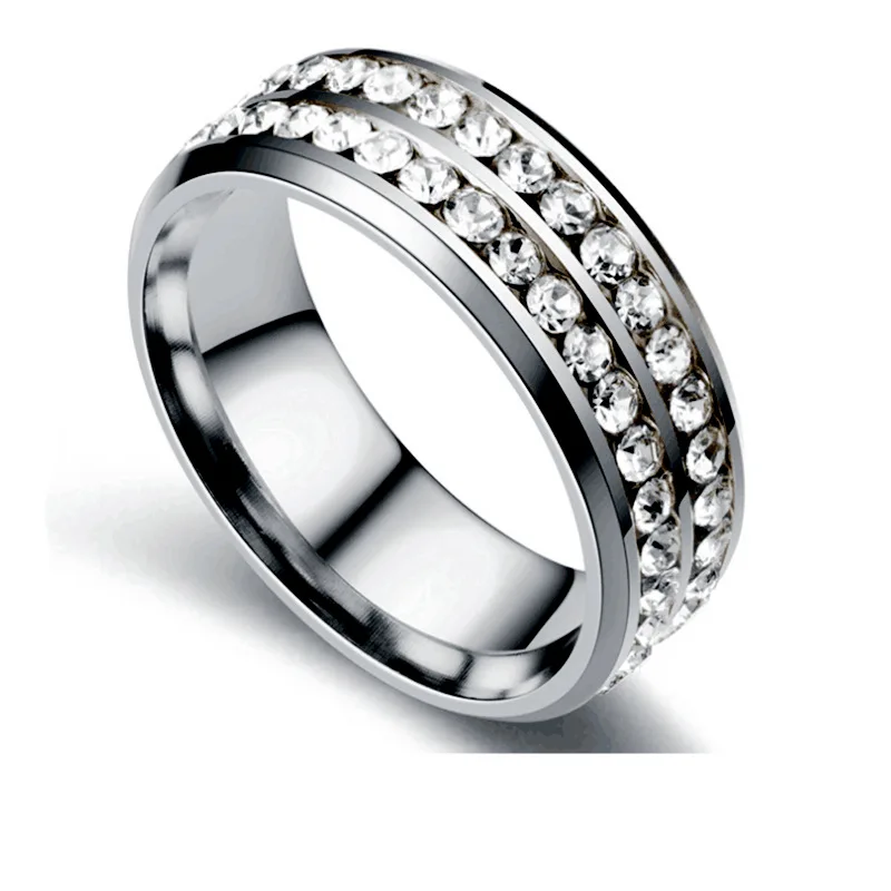 Stainless steel ring for men and women double line jewelry wholesale - Цвет основного камня: R509