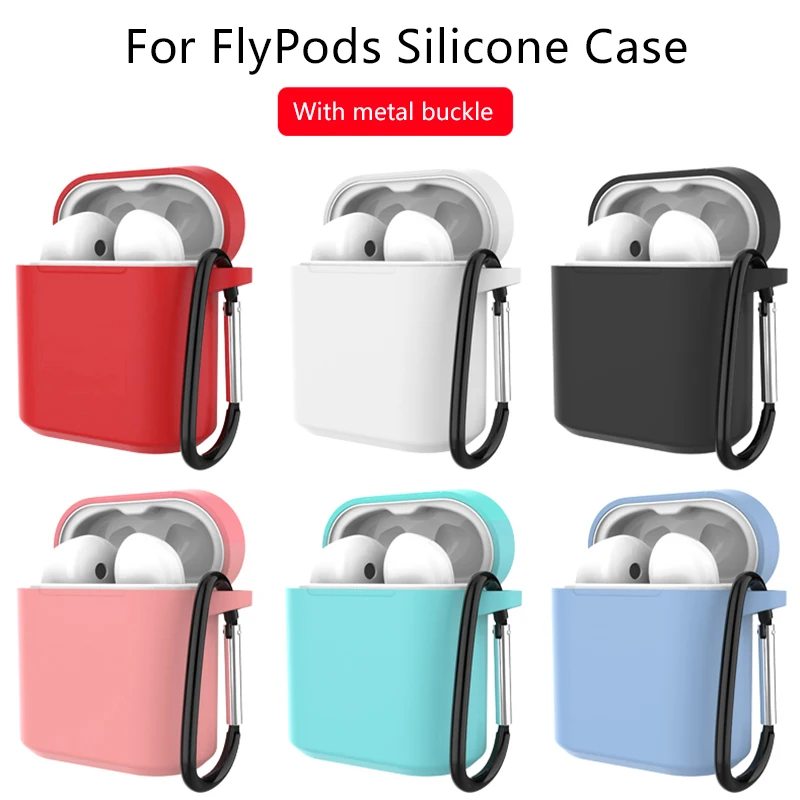 

Case For Huawei Honor FlyPods Fly Pods Pro Silicone TPU Cover Earphone Protective Case With Metal Carabiner Hook Anti-slip Shell