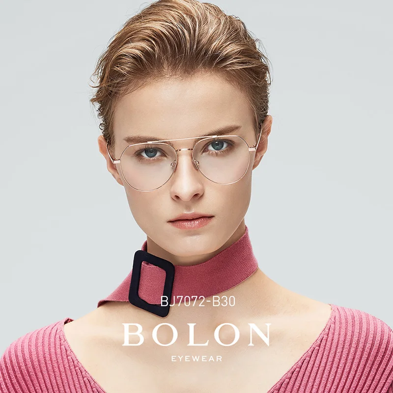 BOLON Double Bridge Eye Glasses Frame for Men Women, Aviation Spectacles Frames for Myopia Sunglasses with Diopters BJ7072