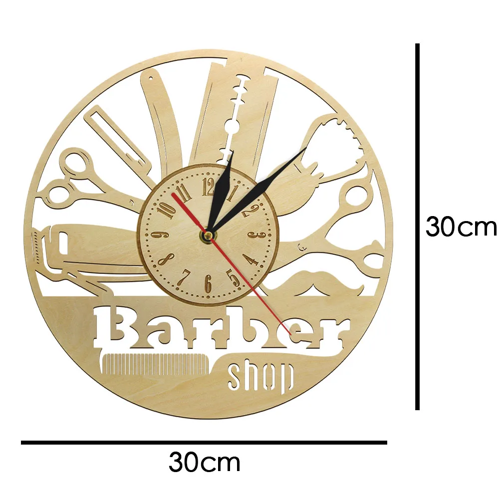 12 дюймов на заказ Парикмахерская большие бесшумные настенные часы деревянные Европейский стиль Висячие klok салон красоты шкала зрение