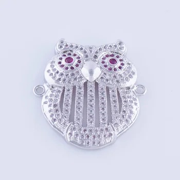 

Handmade Owl Jewelry DIY Accessories 3 Color Micro Inlay CZ Rhinestone Crystal Owl Animal Connectors For Jewelry Making