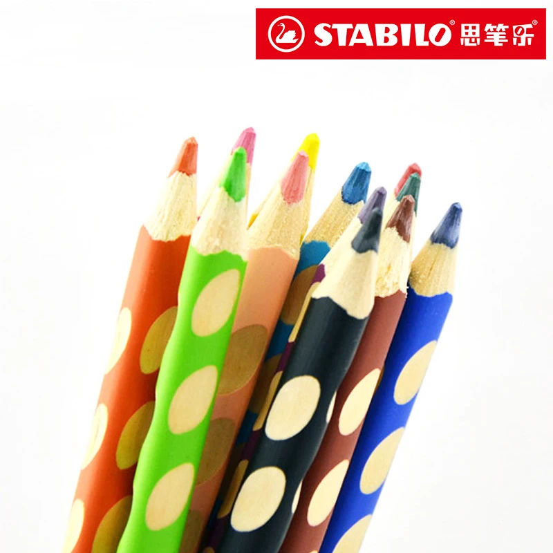 6/12 цветной костюм Stabilo 332 цветной толстый треугольный карандаш с дырками для детей, корректирующий захват, рисунок граффити, цветной гриф