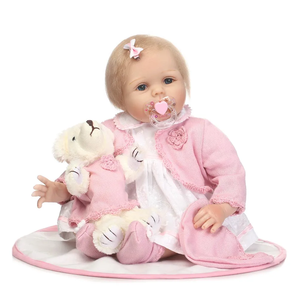 

2018 New NPK Doll 55CM Reborn Baby Doll Lifelike Baby Girl Dolls Kids Playmate Babies Early Education Toys