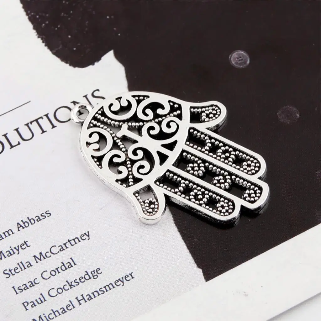 

5Pcs Antique Silver Big Palm Charms Hamsa Hand pendant Making DIY Handmade Metal Necklaces Finding Jewelry 35X24mm A2285