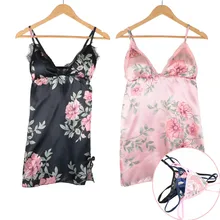 Сексуальное летнее женское белье, пижама, шелковое кружевное платье, ночная рубашка, ночная рубашка