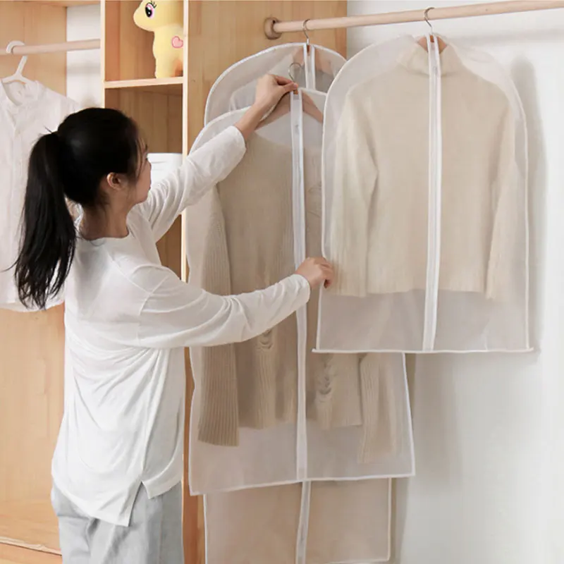 

5PC/SET Clothing Covers Clear Suit Bag Moth Proof Garment Bags Breathable Zipper Dust Cover Storage Bags for Suit Dance Clothes