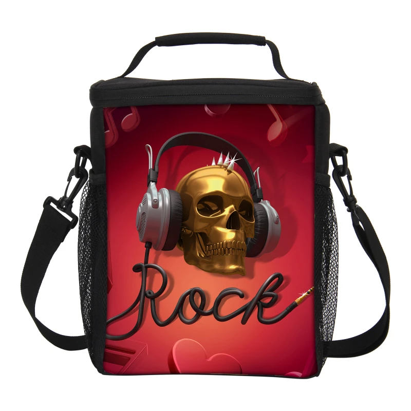 VEEVANV New Arrival Printing Insulated Lunch font b Box b font For Kids Skull Lunch Bags