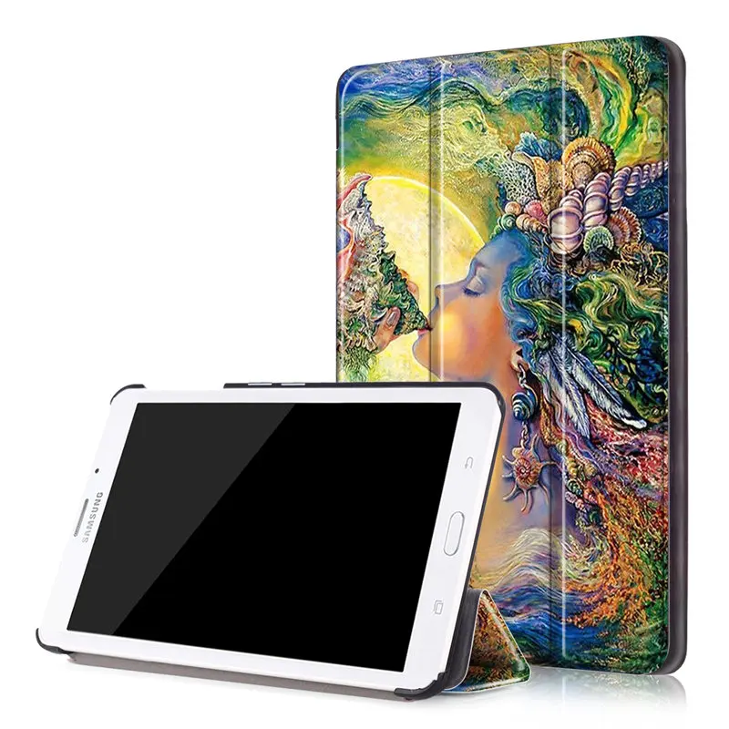 

(Slim Fit) (Stand Feature) Folio Flip PU Hybrid Print Case For Samsung Galaxy Tab A 7.0 (2016) T280 SM-T285 J 7.0 T285DY