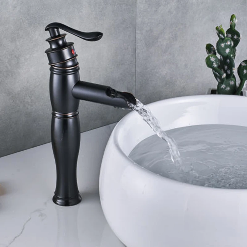 

Oil Rubbed Bronze Tall Bathroom Faucet Sink Mixer Tap Single Handle Hole Brass Faucets Chrome Brushed Nickel
