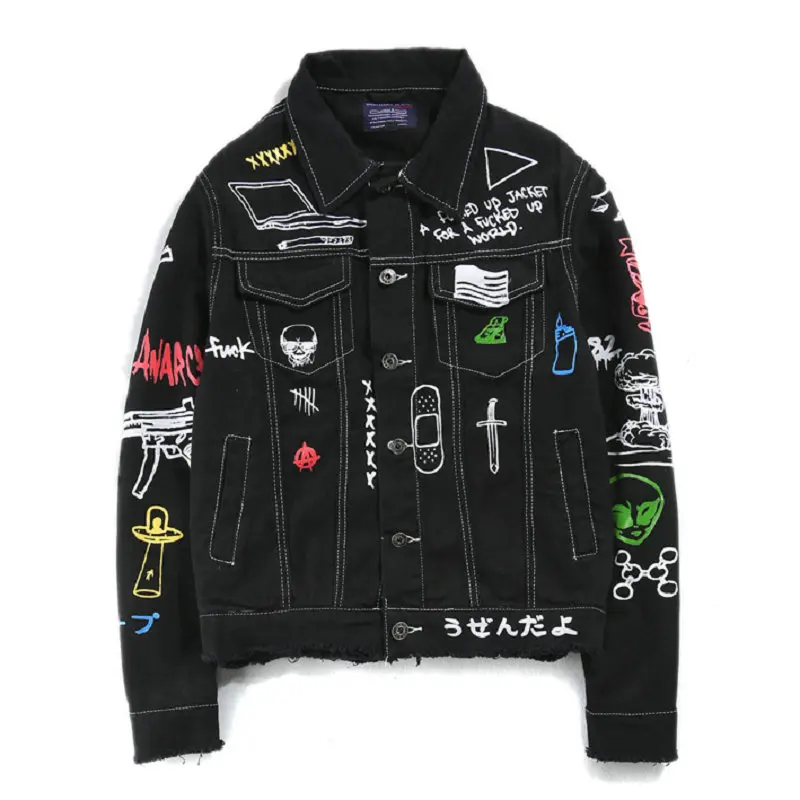 Zogaa 2019 Hip Hop Fashion Printed Jeans Jacket Men Cotton Casual Streetwear Autumn New Denim Jacket Coat with Graffiti for Men Zogaa 2019 Hip Hop Fashion Printed Jeans Jacket Men Cotton Casual Streetwear Autumn New Denim Jacket Coat with Graffiti for Men