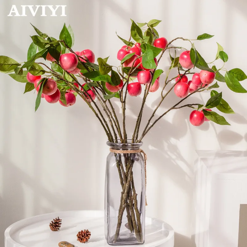 

New simulation plant simulation fruit fake branch two fork apple simulation pulp home wedding party decoration