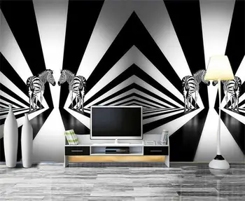 

3d wallpaper custom photo non-woven mural Wall sticker Black and white zebra stripes painting 3d wall room murals wallpaper