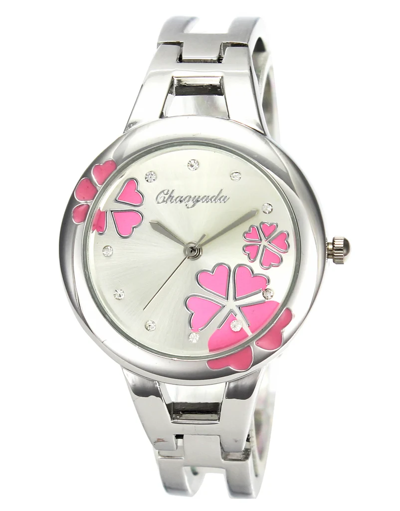 Women Fashion Lucky Four Leaf Clover Flower Bracelet Watches Female