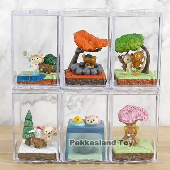 

Japan Cartoon Kawaii Rilakkuma Bear Seasonal Terrarium PVC Figures Toys Gifts 6-pack