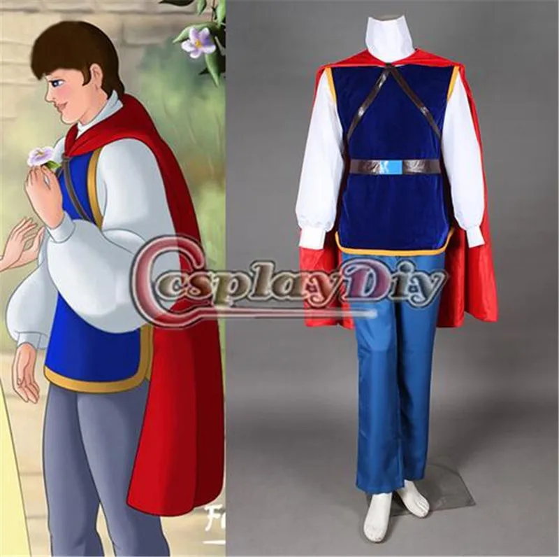 New High Quality Fairy Tales Snow White Prince Charming Cosplay Costume Men Outfit Cloak Full Set Any Size Free Shipping