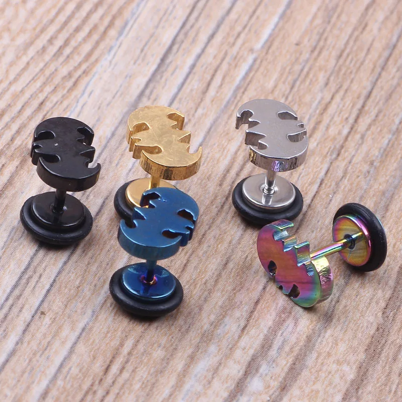 body jewelry 30pcs/lot mix 5 color stainless steel bat fake earring stud tragus helix ear ring piercing  16G