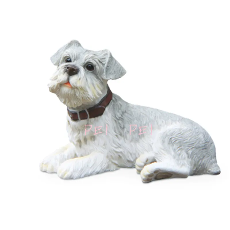 

Cute Puppy Statue Simulation animal DOG Standard Schnauzer Creative Home Decor Resin Action Figure Collectible Model Toy P1380