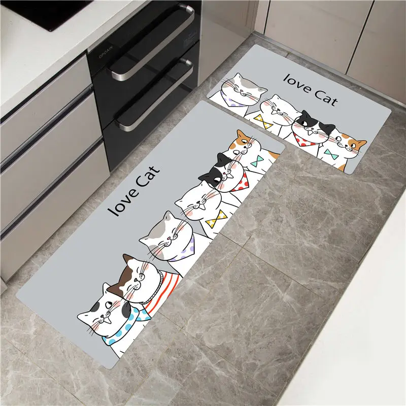 

Cartoon Cat Kitchen Mat Doormat kitchen Rugs Bedroom Outdoor Corridor Entrance Carpet Non-slip Bath Mats Bed Front Floor MatS