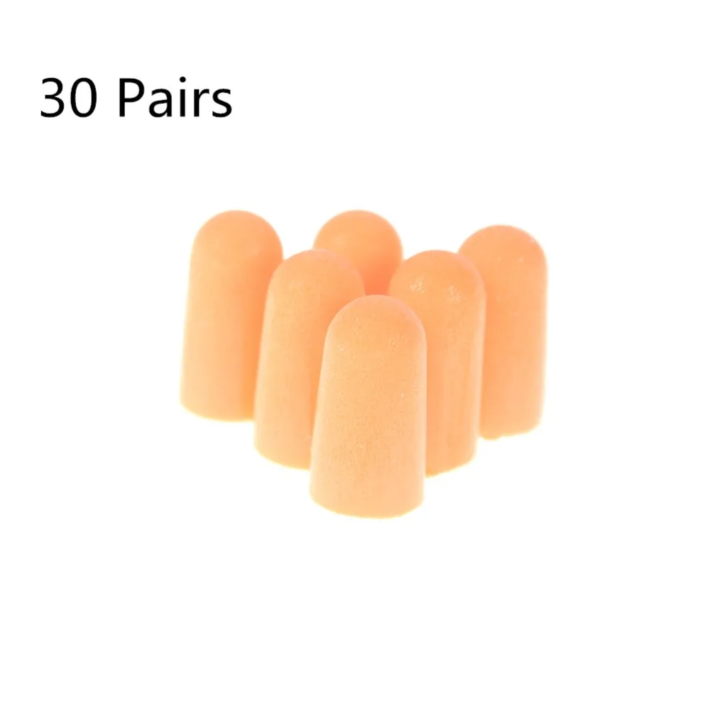 30 pairs Soft Foam Ear Plugs Noise Reduction Orange Tapered Travel