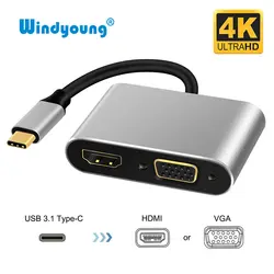 USB C К к HDMI 4 к VGA 1080 P Тип C к HDMI VGA Тип C кабель Thunderbolt 3 для ноутбука Macbook Pro Google Chromebook Pixel samsung
