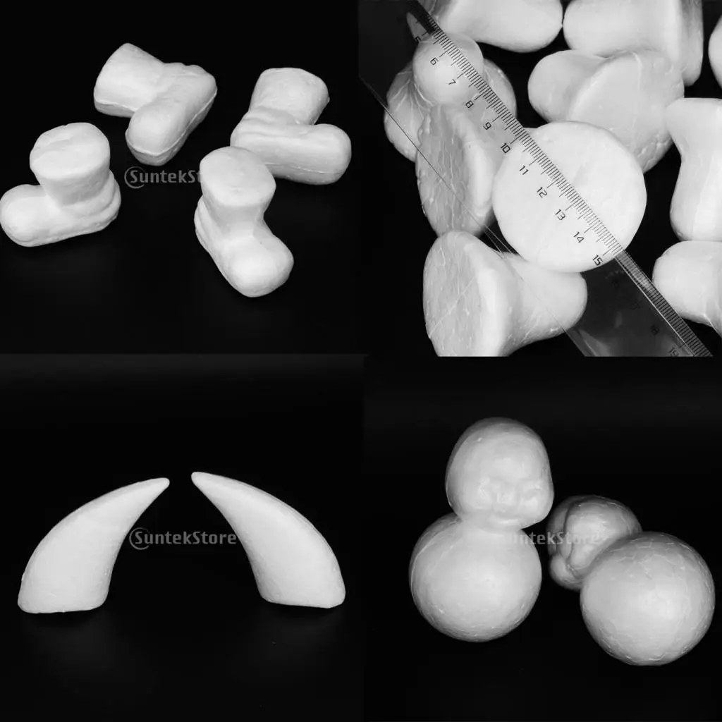 10Pcs DIY Polystyrene Christmas Decoration Foam Crafts Baubles Pendants Snowman/Horn Christmas Tree Ornaments Xmas Wedding Party
