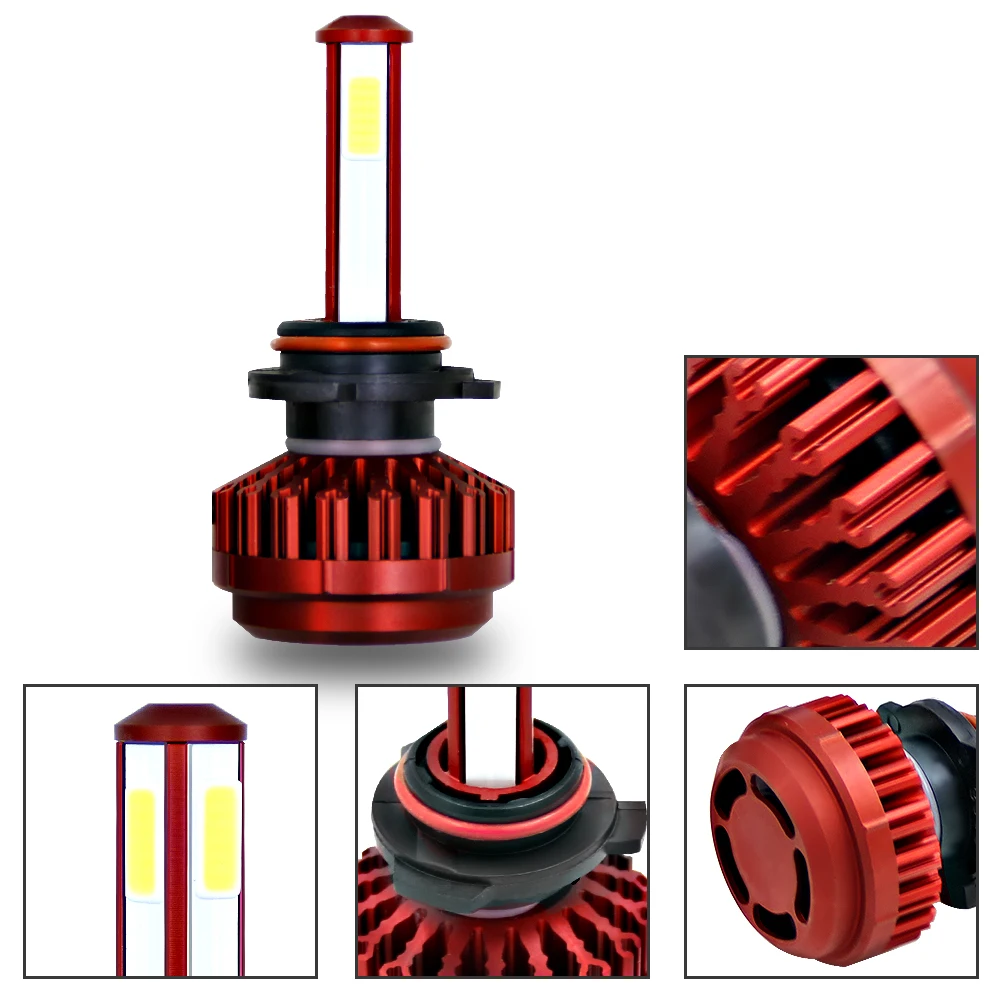 

LOAUT LED Headlight 9005 Universal Headlamps Hi-Lo Beam Unique 4 Sides Led Bulb 80W 8000Lm Car Fog Light Car Accessories 12V 24V