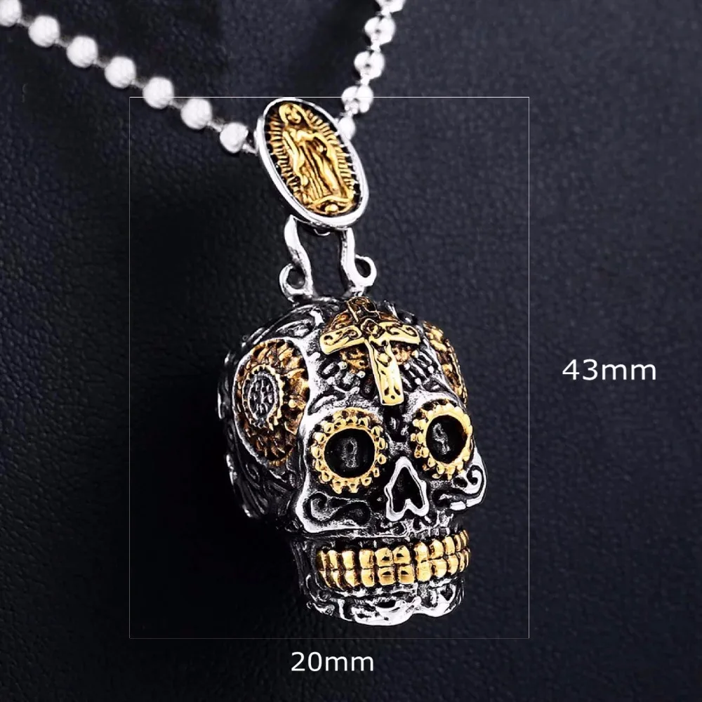 drop shipping hip hop skull man necklace 316l steel pendant punk skull men jewelry necklace (2)