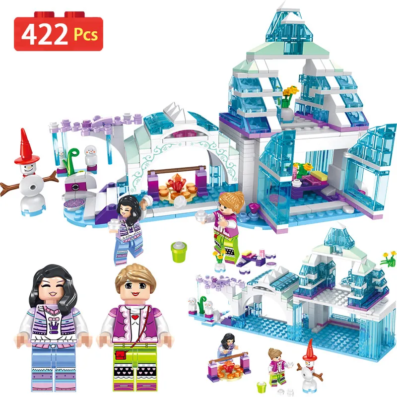 

Snow House Blocks Set Compatible LegoINGLY Friend Girls Mini Anime Figures Make a Snowman Bricks Toys for Children Gift