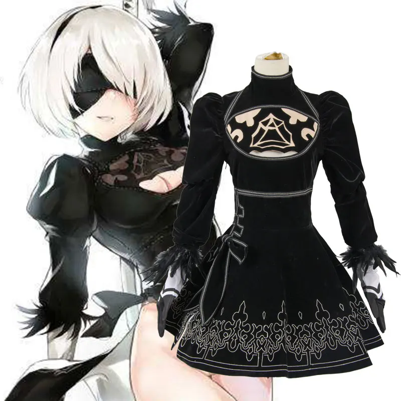 Женский костюм для косплея NieR:Automata 2B Sister полный комплект из 2 предметов платье с