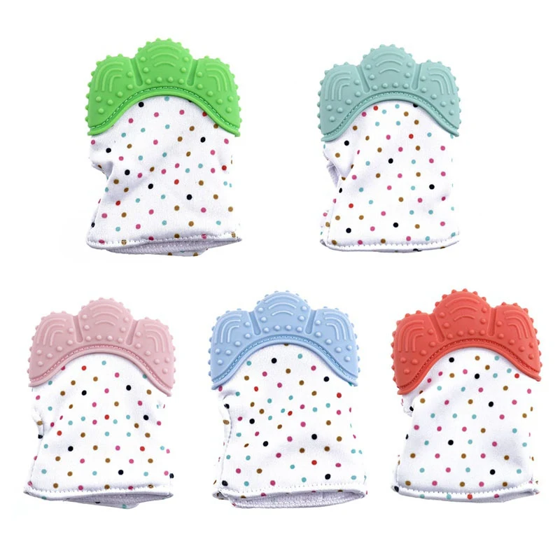 

1pcs Silicone Teether Baby Pacifier Glove Teething Chewable Newborn Nursing Teether Beads Infant BPA Free Pastel 5 Colors