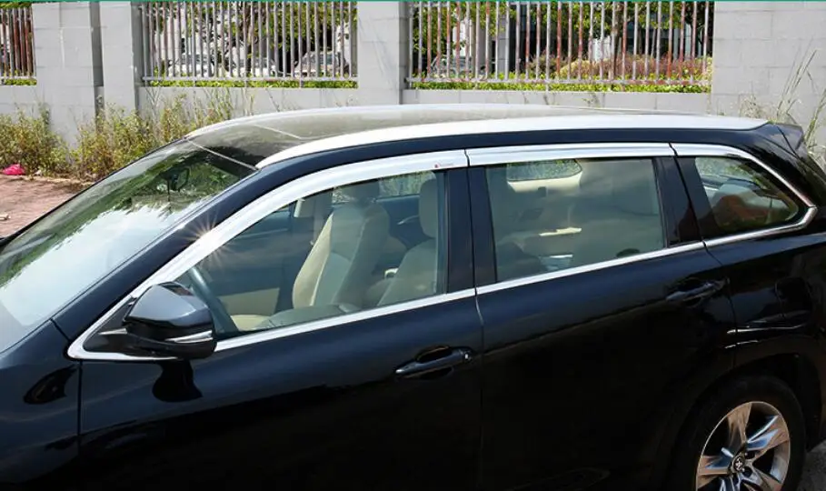 ABS хромированный Пластиковый оконный козырек Vent Shades Sun Rain Guard 4 шт для Toyota Highlander 2015