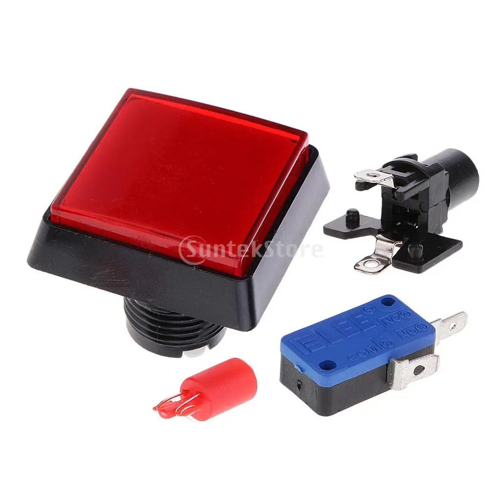 Rectangle Arcade Game Machine Push Button w/ 12V led lamp illuminated 5x5cm