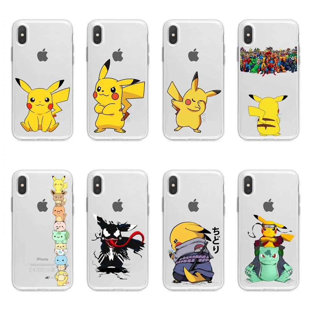 

Lovely Cartoon pokemon Pikachu soft silicone TPU Phone Cases Cover For iPhone 11 Pro MAX 5 5S SE 6 6S Plus 7 8 Plus XS XR XS MAX