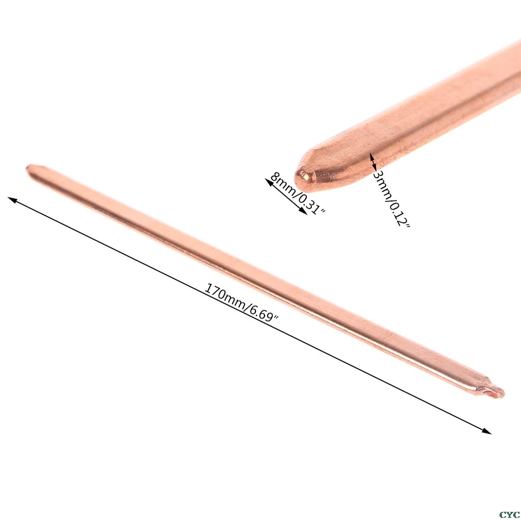 150 мм/200 мм/250 мм/300 мм труба из чистой меди трубка для компьютера ноутбука охлаждения ноутбука тепловая труба плоская или круглая - Цвет лезвия: 170x8x3mm