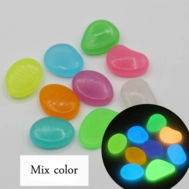 10Pcs Multicolor Glow In The Dark Luminous Pebbles Stones Wedding Romantic Evening Party Events Supplies Garden Decoration