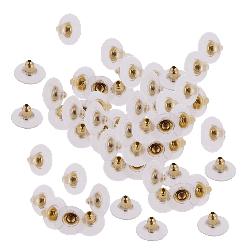 50 Pieces HypoAllergenic  Clutch Earring Backs With Silicone Pad Earring Backings Studs Safety Backs Stoppers