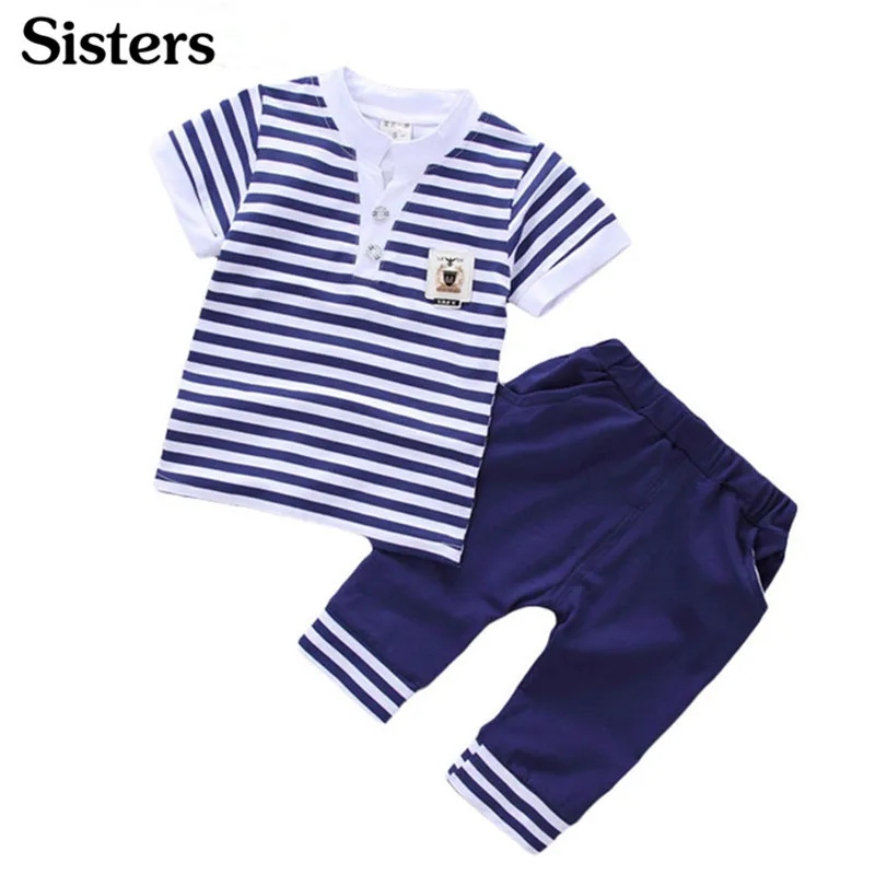 Новая летняя детская одежда для сестер, топ с бретельками + штаны, комплекты из 2 шт., модный полосатый костюм для детей 1-4 лет