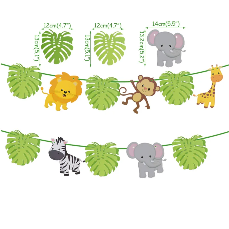 1 комплект джунгли сафари милые животные тема бумажные украшения Баннер Дети День рождения украшение Вымпел флаг лес зоо вечерние поставки