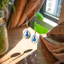 H& D хрустальная люстра Призма Suncatchers оконный орнамент 2 шт. потолочный вентилятор тяга цепи чакра подвесные Подвески Декор(голубая Роза