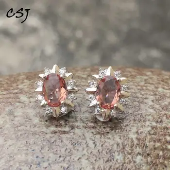 

CSJ Diaspore Zultanite Stud Earrings 925 Sterling Silver Fine Jewelry Women Femm Lady Wedding Engagment Party or mom gift ,box