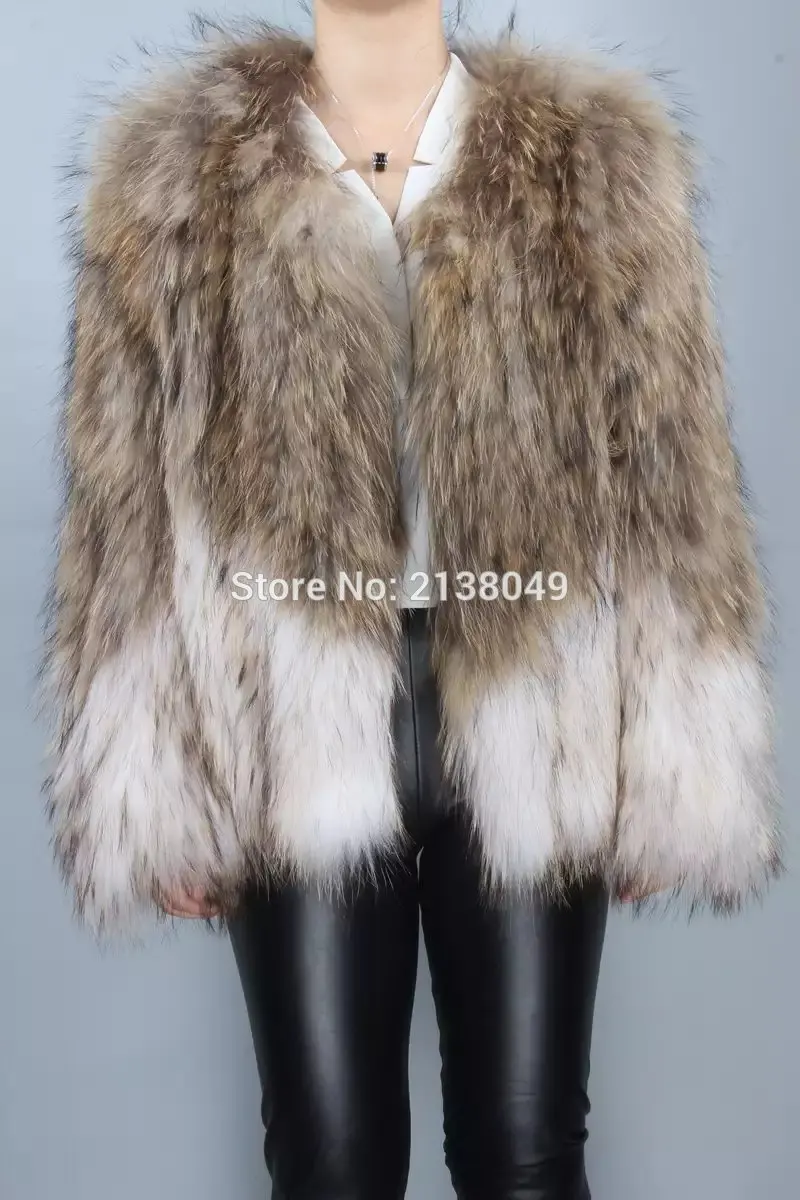 

SF0130 Real Lady Knitted Rabbit Fur Coat With Raccoon Fur Trim Jacket Cuff Fur Coat Coats Hot Selling Spring Fur Outwear